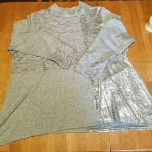 Multi Textured Long Sleeve, Collared, Knit Top